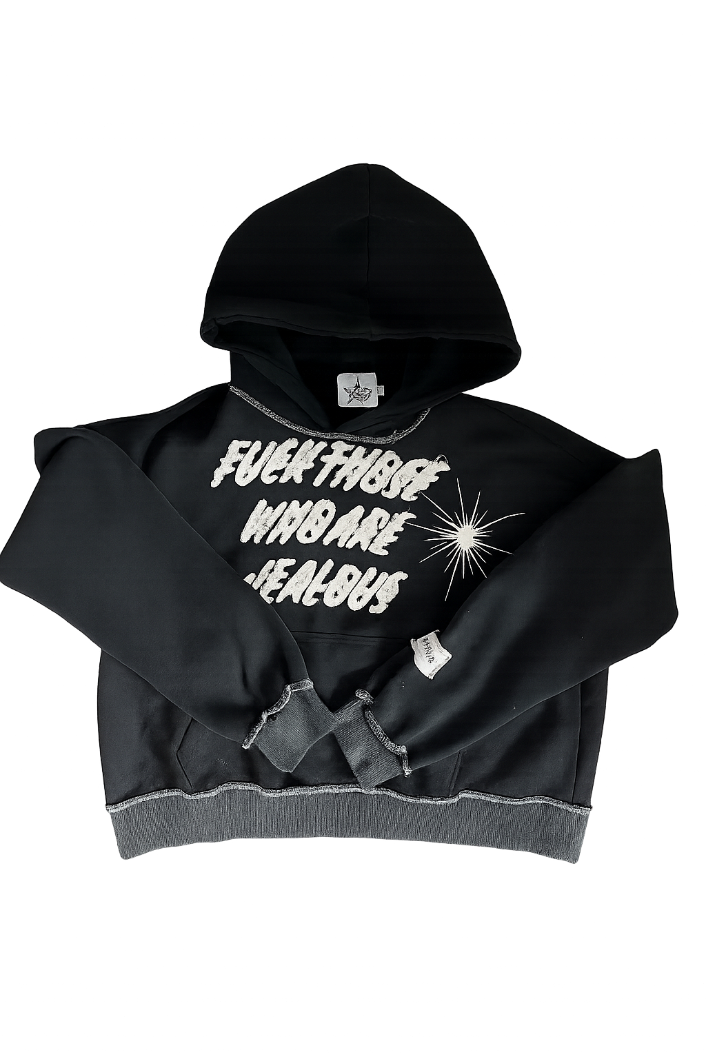 Hoodie Black Distressed